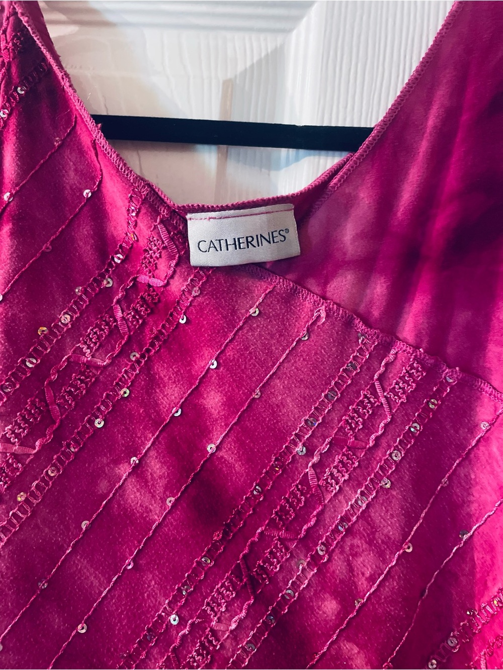Catherines Pink Fuchsia Tie-Dye Festival Tunic, Sequin Embellished - Picture 4 of 7